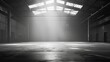 Abandoned building interior, black and white color, background. Warehouse, parking or garage.