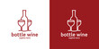 wine bottle logo design with line style, minimalist logo.