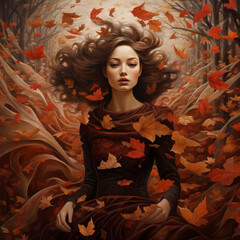 Canvas Print - A symphony of autumn leaves falling gently.