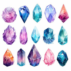 Sticker - precious jewel treasure healing brilliant diamond geometry jewelry gem painting magic artwork