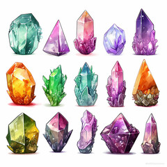 Sticker - precious jewel treasure healing brilliant diamond geometry jewelry gem painting magic artwork