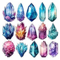 Sticker - precious jewel treasure brilliant diamond jewelry gem magic artwork transparent crystal water