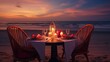 Tranquil Sunset Beach Vacation with Refreshing Evening and valentine romantic dinner generated by AI tool
