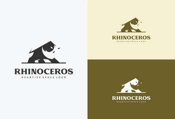 Sticker - rhino silhouette logo design vector illustration