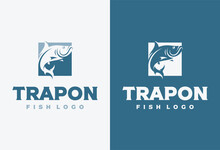 Jumping Tarpon Fish Logo Design Vector Illustration