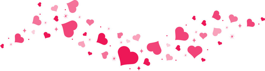 hearts border in wave shape. pink hearts border. heart in the wave shape vector. valentine's day ele