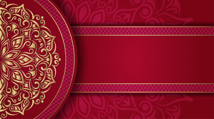 Sticker - Red luxury background with mandala ornament