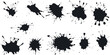 © wanna - artistic texture of ink brush strokes, Isolated ink splashes and drops. Different handdrawn spray design, grunge splash