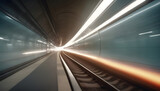 Fototapeta Tulipany - fast moving train in tunnel