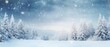 © Postproduction - Serene winter landscape with snow-covered trees and sparkling lights. Seasonal background.