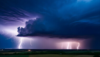 Wall Mural - lightning over the city