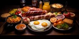 Fototapeta Natura - Full English breakfast spread