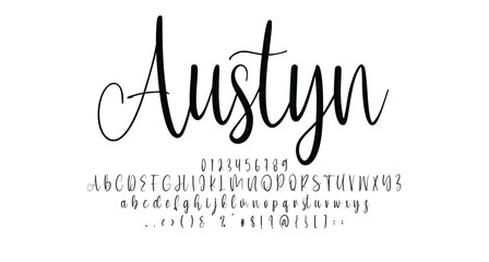 Wall Mural - Austyn handwritten signature font Best Alphabet Alphabet Brush Script Logotype Font lettering handwritten