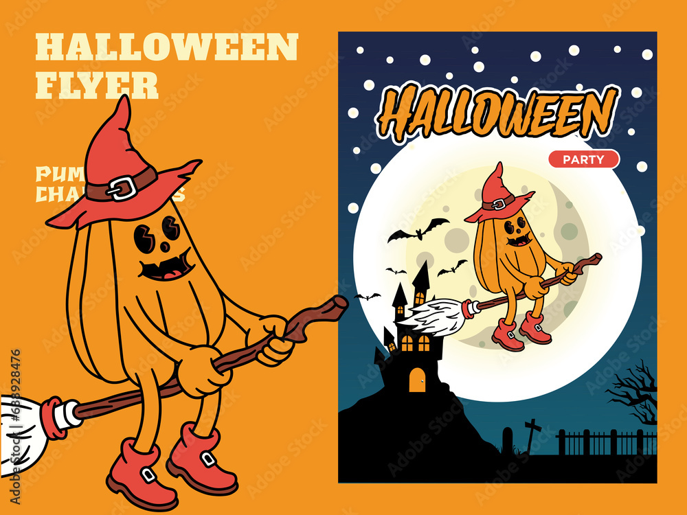 Cartoon Characters Of Various Cute Halloween Elements With A Retro And Handwritten Style, Suitable For Your Posters And Stickers.