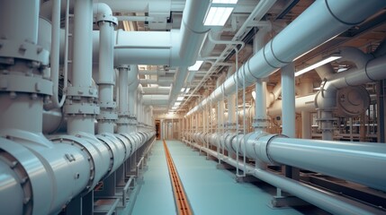 Poster - Pipe infrastructure adjacent to gas factory buildings.