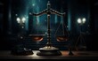 Scales of Justice in the dark Court Hal