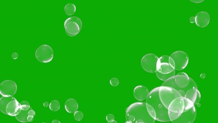 Wall Mural - Rising bubbles motion graphics with green screen background