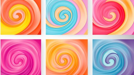 Wall Mural - vibrant vector candy swirl backgrounds in assorted colors – sweet confection collection for creative