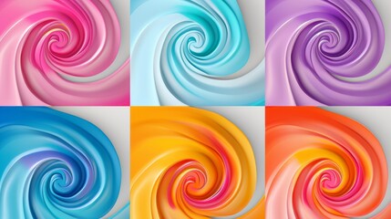 Wall Mural - vibrant vector candy swirl backgrounds in assorted colors – sweet confection collection for creative