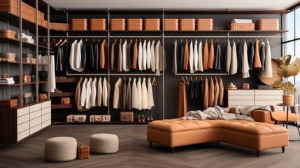 Wall Mural - Modern and timeless closet, Boutique shop.