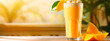 A delectable high-detail mango milkshake for advertising purposes