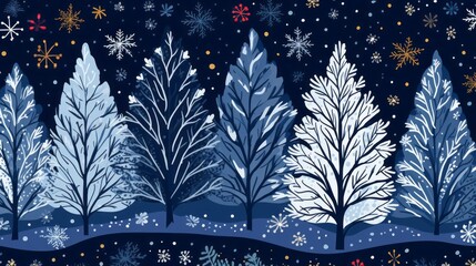 Wall Mural - hand-drawn christmas snow seamless pattern - festive holiday illustration