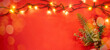 red christmas background  with lights