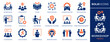 Workshop icon set. Collection of training, meeting, seminar, team building and more. Vector illustration. Easily changes to any color.