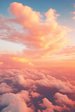 Fototapeta  - Beautiful vertical background photography of clouds in the sky, rich orange colour grade, middle parting of the clouds to reveal the sky