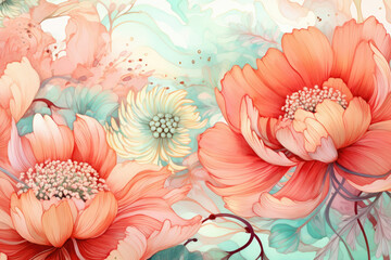 Wall Mural - Background seamless pattern floral flower wallpaper