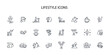 © zumrotul - Lifestyle icon set.vector.Editable stroke.linear style sign for use web design,logo.Symbol illustration.