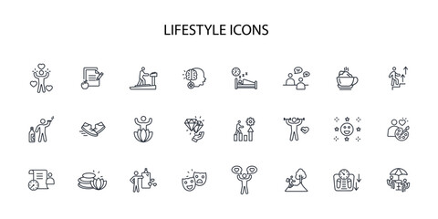 Lifestyle icon set.vector.Editable stroke.linear style sign for use web design,logo.Symbol illustration.