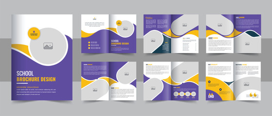 Wall Mural - Modern school education brochure design template layout with abstract shapes for learning , teaching purpose, Education Brochure Template layout