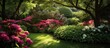 In the enchanting summer garden, amidst a backdrop of lush green grass, colorful flowers bloomed with natural beauty, radiating vibrant shades of pink, creating a stunning floral spectacle that