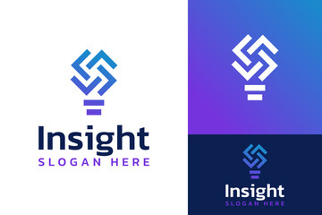 simple code bulb lamp think insight innovation digital solution logo design branding template