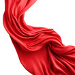 Flying red silk fabric. Waving satin cloth isolated on transparent background, ai technology