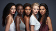 Interracial beauty model group photo