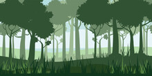 Forest Landscape Horizontal Seamless Illustration