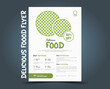 Food Flyer design Template for food advertisement for cafe and restaurant menu, vector illustration with mockup and editable text . food ordering, junk food. Pizza, Burger, French fries and Soda. 