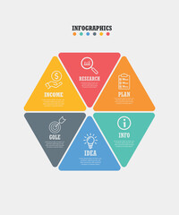 Wall Mural - Triangle for infographics with 6 steps, and sections.
