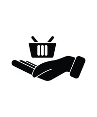 Sticker - hand holding shopping icon, vector best flat icon.