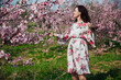 © dmitriisimakov - beautiful woman brunette in flowering trees spring nature travel walk