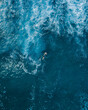 aerial view of a surfer in the ocean