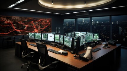 Leinwandbilder - A command center for the city disaster risk management office.