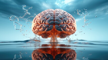 Aufkleber - The reflection of the brain inside the human head 3d rendering.