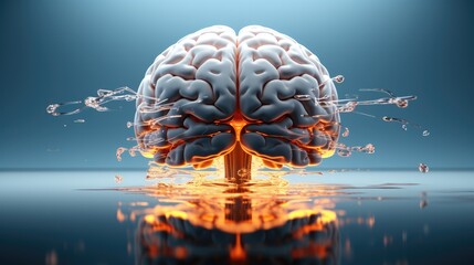 Aufkleber - The reflection of the brain inside the human head 3d rendering.