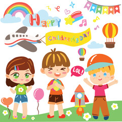 Kids children day cartoon for school