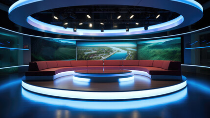 Poster - A news broadcast studio, Circle line concept.