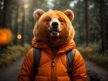 A Cartoon Bear With Shiny Orange Fur