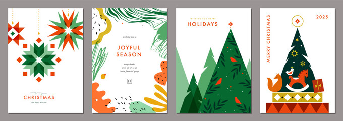 winter holiday backgrounds with christmas ornament, christmas trees, snowflakes, abstract elements, 